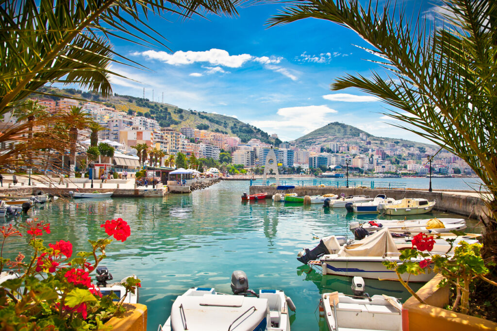 Saranda's city port at ionian sea, Albania.